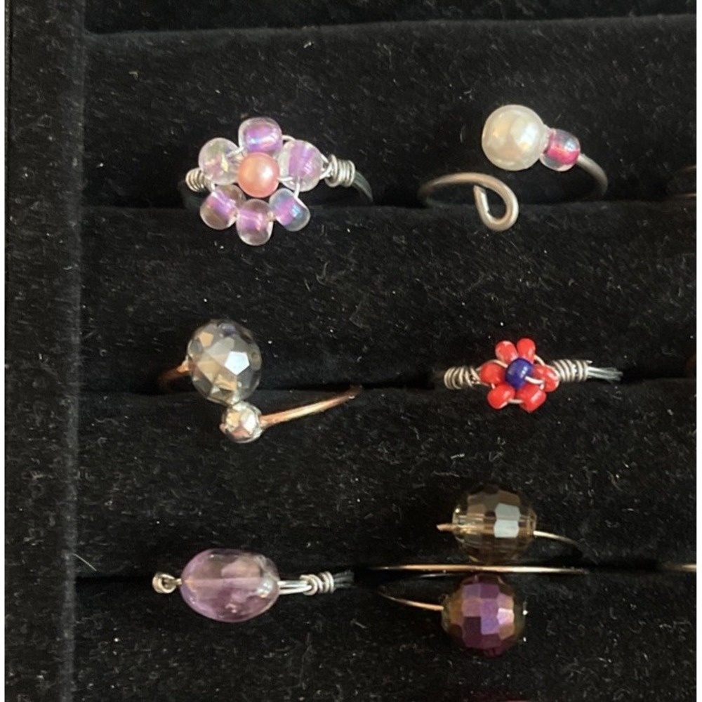 Lot of 12 Wire-Wrapped Rings Beads Handmade Costume #4 - Picture 2 of 4